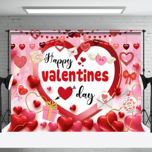 Pink Romantic Balloons Happy Valentines Day Backdrop - Aperturee