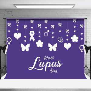 Purple Heart Butterfly Happy World Lupus Day Backdrop - Aperturee