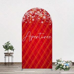 Red Snwoflake Festive Christmas Vibe Arch Backdrop - Aperturee