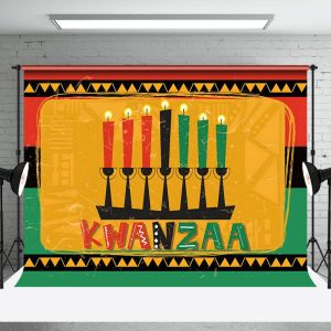 Retro African Tribal Candlestick Kwanzaa Backdrop - Aperturee