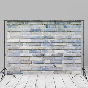Retro Art Blue Stone Brick Wall Backdrop For Photo - Aperturee