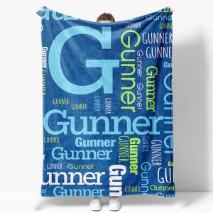 Retro Blue Repeated Fonts Custom Family Name Blanket - Aperturee