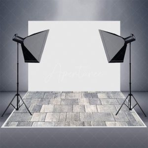 Retro Grey White Paving Stones Rubber Floor Mat - Aperturee
