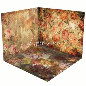 Retro Painted Floral Fine Art Room Set Backdrop - Aperturee