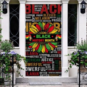 Retro Positive Text Black History Month Door Cover - Aperturee