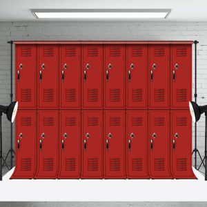 Retro Red Regular Locker Backdrop For Photography - Aperturee