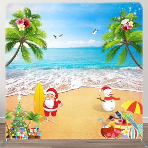 Santa Snowman Beach Christmas Pillow Case Backdrop - Aperturee