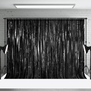 Shimmering Black Foil Fringe Party Event Backdrop - Aperturee