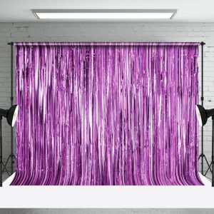 Shimmering Purple Foil Fringe Party Event Backdrop - Aperturee