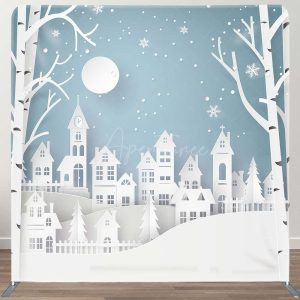 Snow Scenery White Papercut Tension Fabric Backdrop - Aperturee