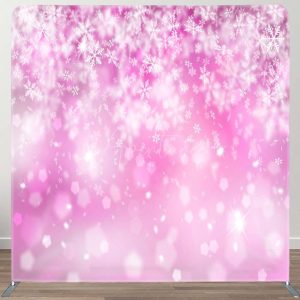 Snowflake Pink Bokeh Christmas Pillow Case Backdrop - Aperturee