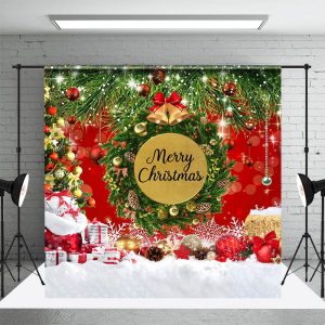 Snowy Field Wreath Festive Christmas Vibe Backdrop - Aperturee
