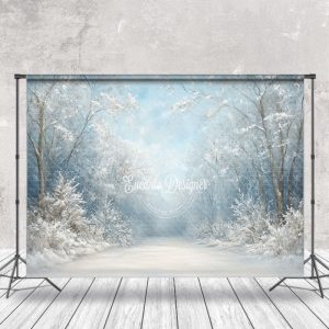 Snowy Foggy Winter Forest Natural Scenery Backdrop - Aperturee