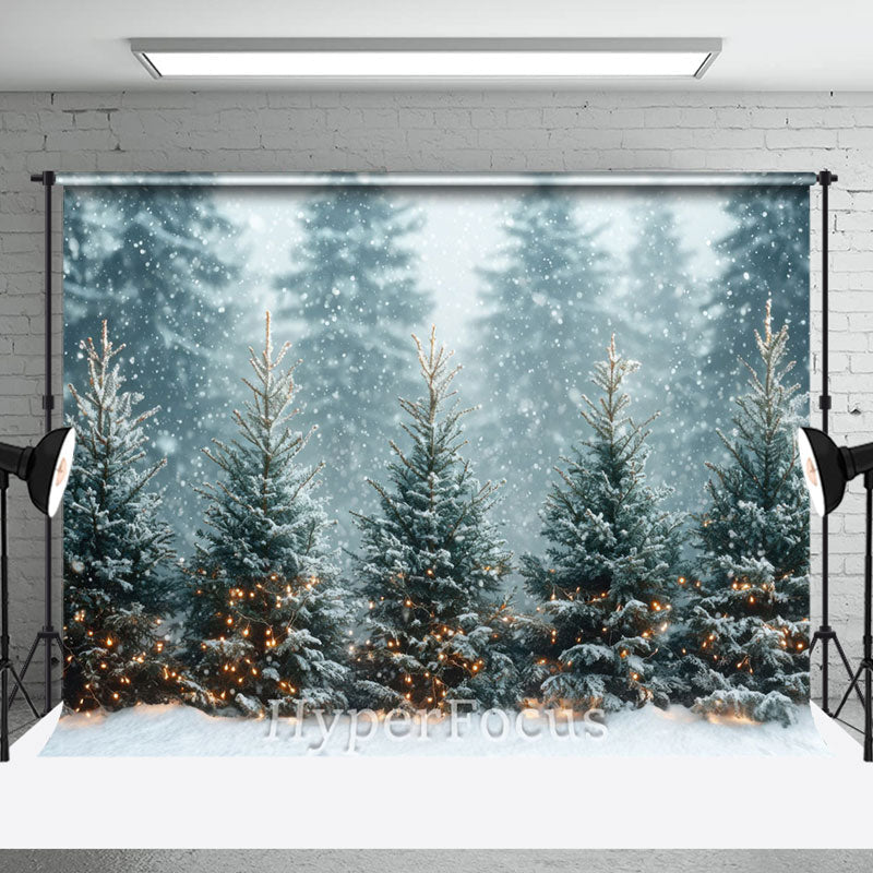 Snowy Forest Light Sparkle Winter Photo Backdrop - Aperturee