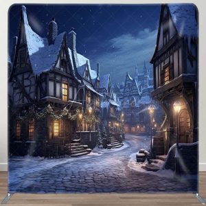 Snowy Town Night Scenery Christmas Pillow Case Backdrop - Aperturee