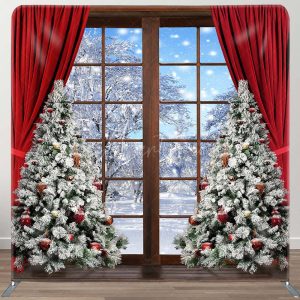 Snowy Wood Window Christmas Pillow Cover Backdrop - Aperturee