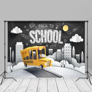 Stereograph City Yellow Bus Back To School Backdrop - Aperturee