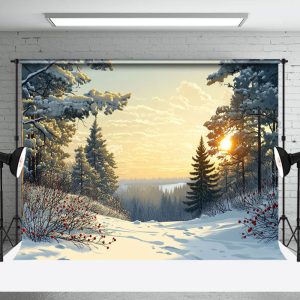Sunset Cloud Snowy Forest Cherry Winter Backdrop - Aperturee