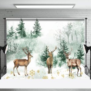 Three Deer In The Woods Painting Forest Backdrop - Aperturee