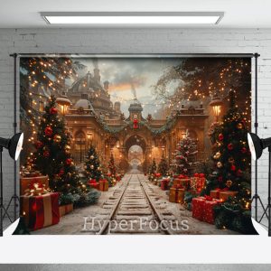 Town Light Rail Festive Christmas Vibe Backdrop - Aperturee