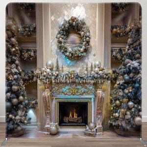 Trees Fireplace Bell Retro Wall Tension Fabric Backdrop - Aperturee