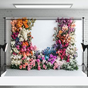 U Shape Colorful Floral Wedding Photography Backdrop - Aperturee