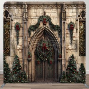 Vintage Brick Wall Trees Square Arch Fabric Backdrop - Aperturee