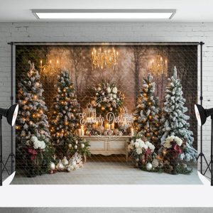 Warm Glow Lights Christmas Country Lane Backdrop - Aperturee