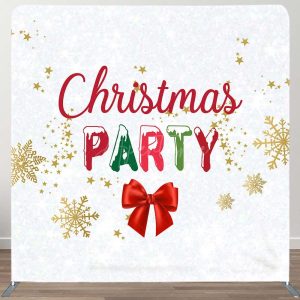 White Snowflake Christmas Square Arch Fabric Backdrop - Aperturee
