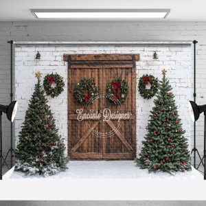 White Winter Wall Wreath Christmas Tree Backdrop - Aperturee