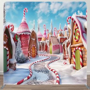 Winter Candyland Street Snowy Pillow Case Backdrop - Aperturee