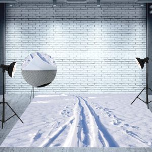 Winter Messy Wheel Mark Field Scene Fabric Floor Mat - Aperturee