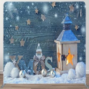 Winter Wood Snowman Star Xmas Pillow Case Backdrop - Aperturee