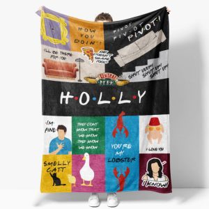 Aperturee Personalized TV Show Theme Blanket, Custom Name Comedy Series, Coffee Shop Lobster Couch Gift