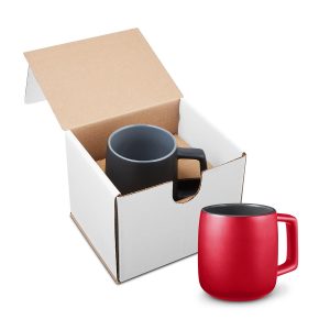 15oz Geo Square Handle Ceramic Mug In Mailer - Red - One Size