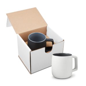 15oz Geo Square Handle Ceramic Mug In Mailer - White - One Size