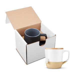 16.5oz Boston Ceramic Mug With Wood Lid In Mailer - White - One Size