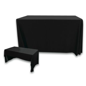 3 Sided Polyknit Table Cover - Black - 48 inch x 24 inch
