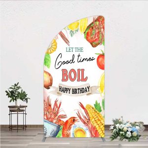 Aperturee Arch Backdrop Seafood Boil Birthday, Summer Crawfish Lemon Good Times Arch Cover, Culinary Themed Prop