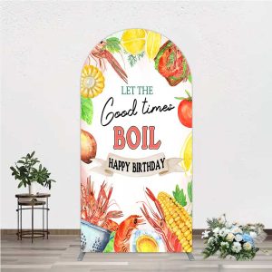 Aperturee Arch Backdrop Seafood Boil Birthday, Summer Crawfish Lemon Good Times Arch Cover, Culinary Themed Prop