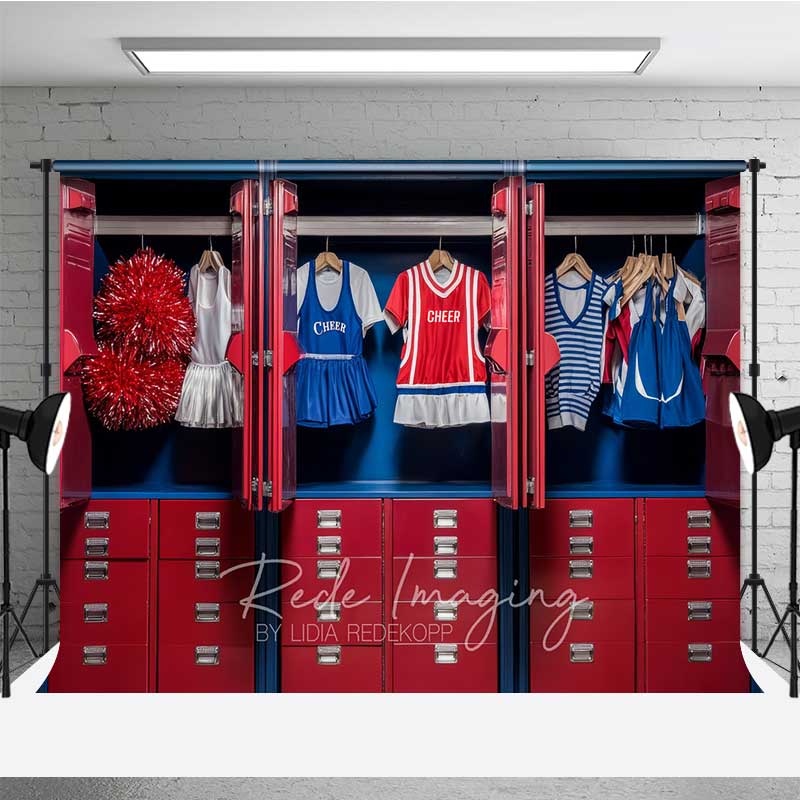 Aperturee Cheerleader Locker Room Sports Photography Backdrop, Dressing Room Scene Studio Props