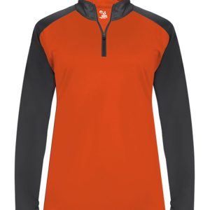 Badger 4008 Women's Ultimate SoftLock Sport Quarter-Zip - Burnt Orange/ Graphite - 2XL