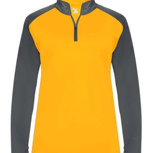 Badger 4008 Women's Ultimate SoftLock Sport Quarter-Zip - Gold/ Graphite - XL