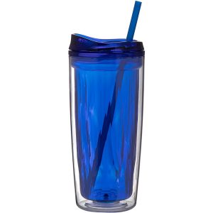 Clear Double Wall Acrylic Tumbler - 16 Oz Geo - Blue - One Size