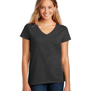 District DT8001 Women's Re-Tee V-Neck - Charcoal Heather - XS