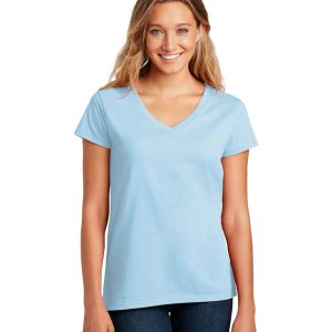 District DT8001 Women's Re-Tee V-Neck - Crystal Blue - S