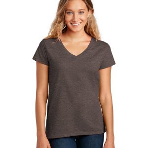 District DT8001 Women's Re-Tee V-Neck - Deep Brown Heather - XS