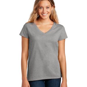 District DT8001 Women's Re-Tee V-Neck - Light Heather Grey - L