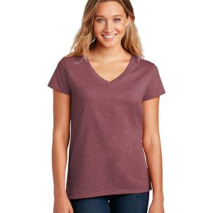 District DT8001 Women's Re-Tee V-Neck - Maroon Heather - M