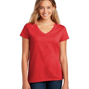 District DT8001 Women's Re-Tee V-Neck - Ruby Red - XS